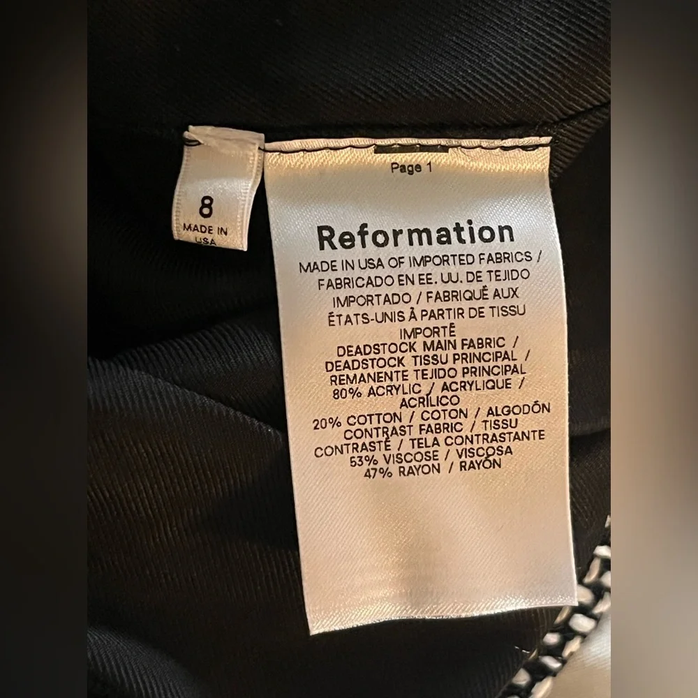 Reformation Olivette dress size 8 black/white tweed NEW NWT - Picture 11 of 15